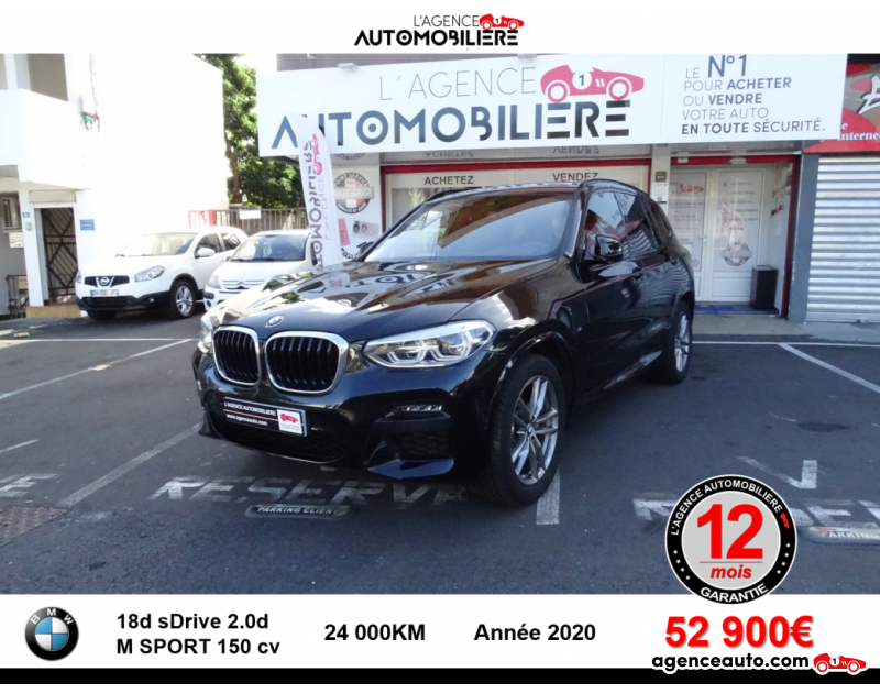Achat voiture occasion, Auto occasion pas cher | Agence Auto Bmw X3 18d sDrive 2.0 d MSPORT 150 cv Boîte auto Noir Année 2020 Automatique Diesel