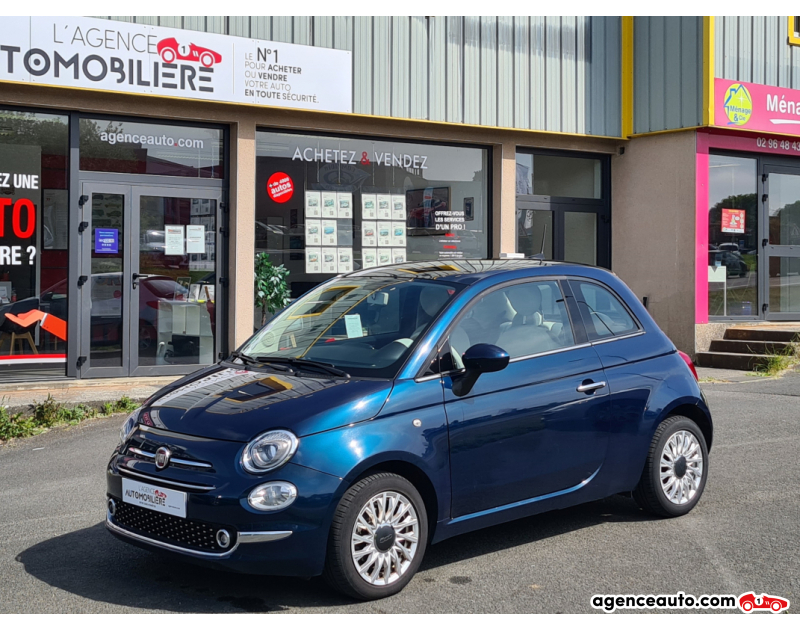 Achat voiture occasion, Auto occasion pas cher | Agence Auto Fiat 500 1.2 MPi 8V S&S 69 cv Lounge Bleu Année 2019 Manuelle Essence