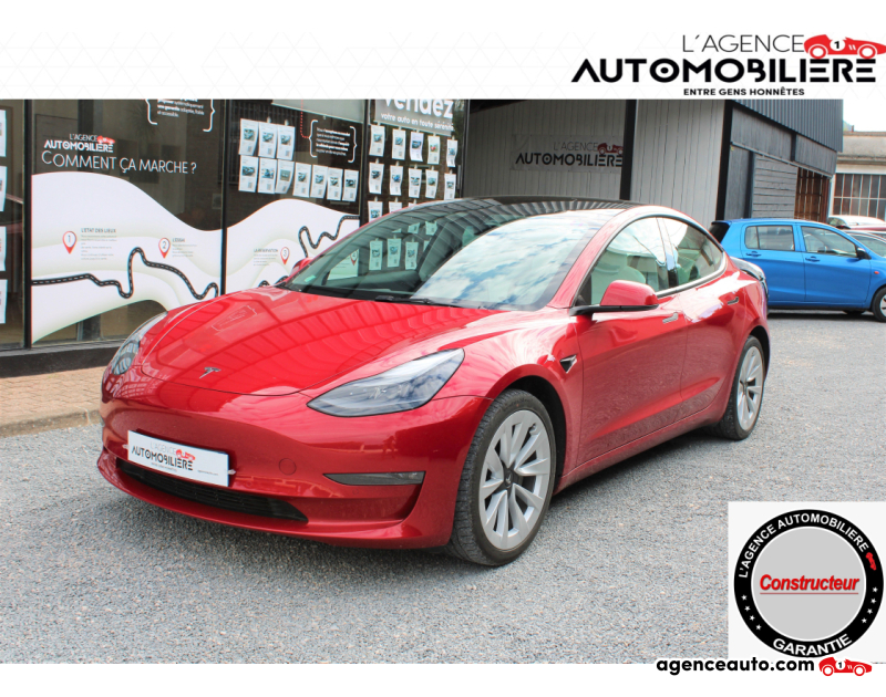 Aankoop Gebruikte Auto, Goedkope Gebruikte Auto | Agence Auto Tesla Model 3 460CH 580 KM LONG RANGE DUAL-MOTOR Rouge Jaar 2021 Automatique Électrique