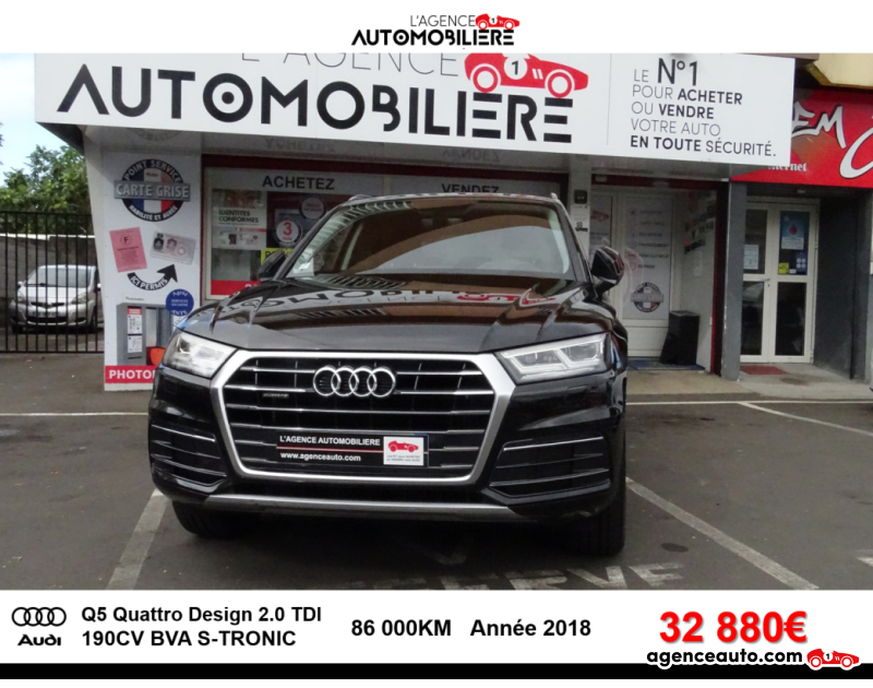 Achat voiture occasion, Auto occasion pas cher | Agence Auto Audi Q5 2.0 TDI 16V Quattro S-Tronic7 190 cv Boîte auto Noir Année 2018 Automatique Diesel