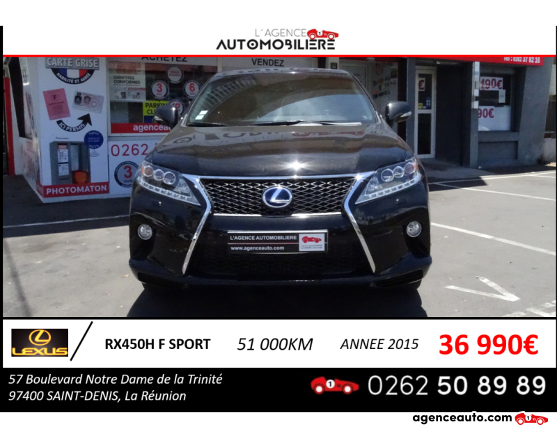 Achat voiture occasion, Auto occasion pas cher | Agence Auto Lexus RX RX450H 4WD F SPORT Noir Année 2015 Automatique Essence