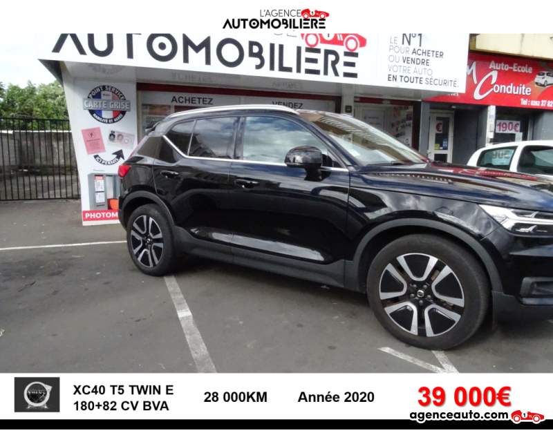 Achat voiture occasion, Auto occasion pas cher | Agence Auto Volvo XC40 T5 Twin Engine 180 + 82ch Noir Année 2020 Automatique Hybride