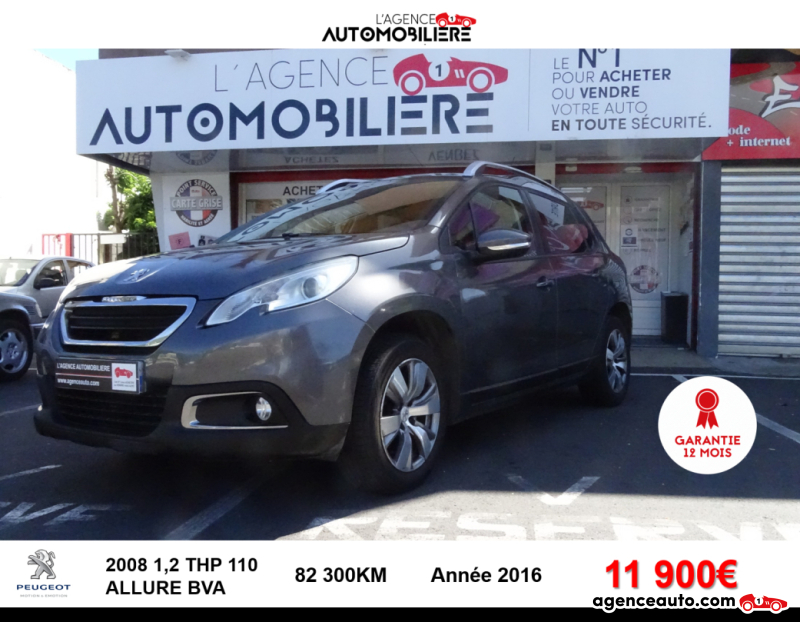Achat voiture occasion, Auto occasion pas cher | Agence Auto Peugeot 2008 1.2 THP 110 / PureTech ALLURE Gris Année 2016 Automatique Essence