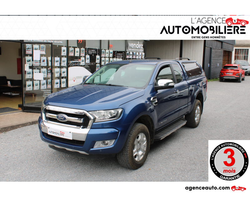 Achat voiture occasion, Auto occasion pas cher | Agence Auto Ford Ranger SUPER CABINE 3.2 TDCI 200 LIMITED 4X4 BVA Bleu Année 2018 Automatique Diesel