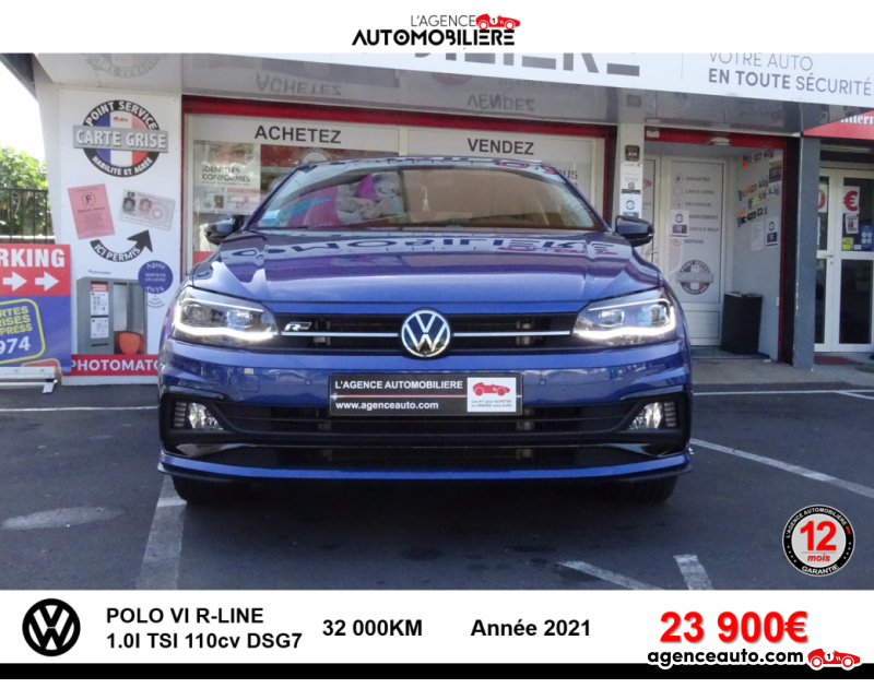 Achat voiture occasion, Auto occasion pas cher | Agence Auto Volkswagen Polo 1.0 TSI 110 CV R-LINE BVA DSG7 Bleu Année 2021 Automatique Essence