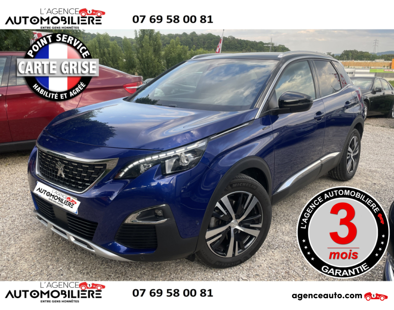 Achat voiture occasion, Auto occasion pas cher | Agence Auto Peugeot 3008 GT LINE II 1.6 BlueHDi EAT6 120 cv Boîte auto ( Coffre électrique) Bleu Année 2018 Automatique Diesel