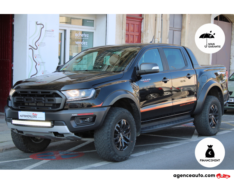 Achat voiture occasion, Auto occasion pas cher | Agence Auto Ford Ranger DOUBLE CABINE 2.0 TDCI 215 RAPTOR 4X4 BVA (Caméra de recul, CarPlay, full options,..) Noir Année 2020 Automatique Diesel