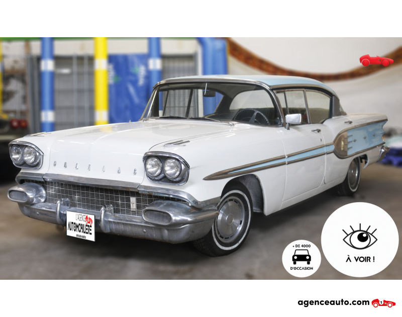 Achat voiture occasion, Auto occasion pas cher | Agence Auto Pontiac 1958 Star Chief Custom Catalina 6 Cylindres BVM3 (Véhicule de collection à restaurer) Blanc Année 1958 Manuelle Essence
