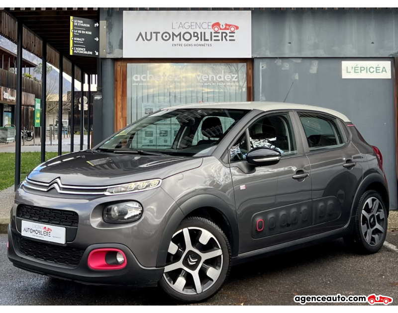 Achat voiture occasion, Auto occasion pas cher | Agence Auto Citroen C3 1.2 PureTech 110ch S&S ELLE Gris Année 2018 Manuelle Essence