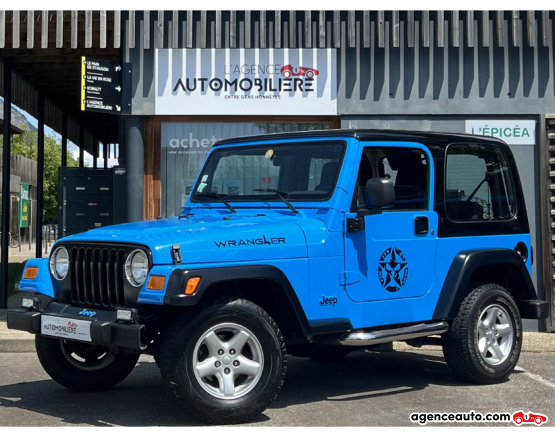 Achat voiture occasion, Auto occasion pas cher | Agence Auto Jeep Wrangler TJ 2.4i 143ch Sport / 2°Main Bleu Année: 2004 Manuelle Essence