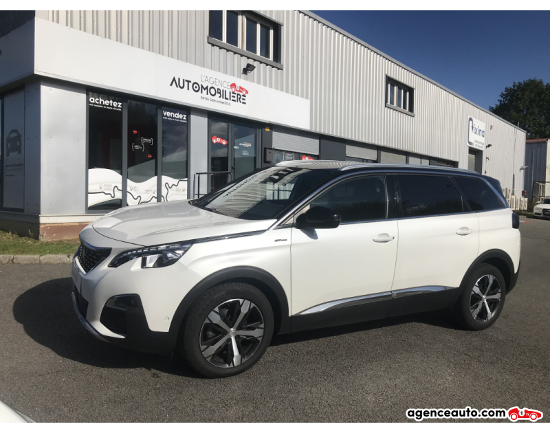 Achat voiture occasion, Auto occasion pas cher | Agence Auto Peugeot 5008 1.5 BLUEHDI 130 CH GT-LINE 7 PLACES Blanc Année 2019 Automatique Diesel