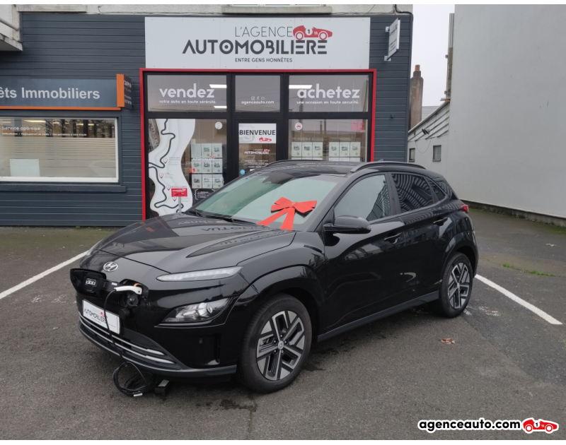 Achat voiture occasion, Auto occasion pas cher | Agence Auto Hyundai KONA Phase 2 ELEC 135 ch 39 kWh 2WD INTUITIVE (1ère main) Noir Année 2023 Automatique Électrique