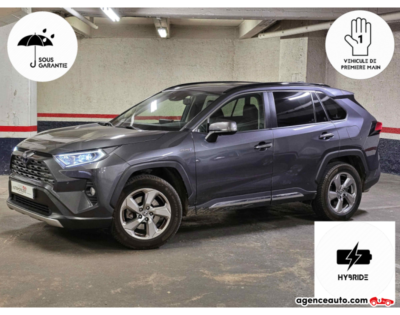 Compra de Coches Usados, Coches Usados Baratos %'|'% Agence Auto Toyota RAV4 Hybrid 222ch AWD-i Lounge 1ère Main Garantie Toyota Relax Gris Año 2019 Automatique Hybride