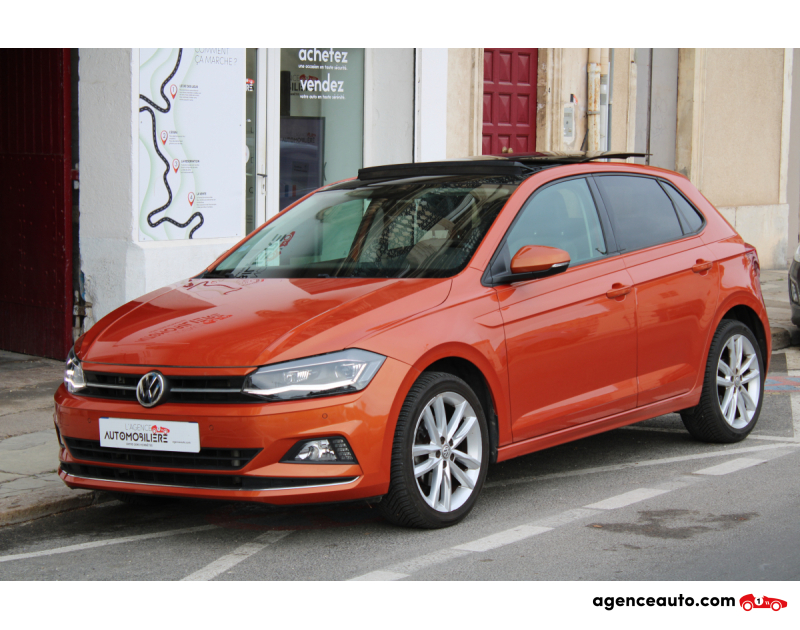 Achat voiture occasion, Auto occasion pas cher | Agence Auto Volkswagen Polo 1.0 TSI 115 CARAT EXCLUSIVE DSG BVA (Toit ouvrant, Cockpit Digital, Caméra de recul,..) Orange Année 2018 Automatique Essence