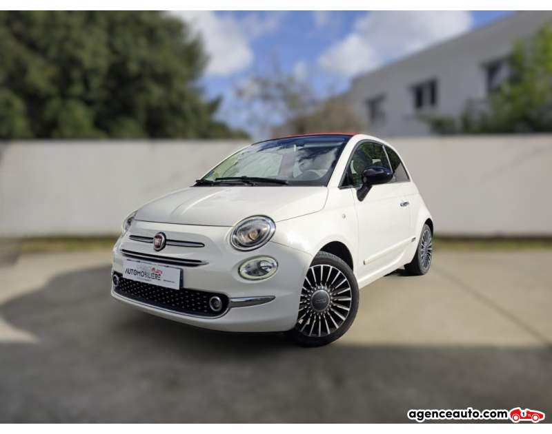 Achat voiture occasion, Auto occasion pas cher | Agence Auto Fiat 500C Cabriolet 1.2 70 ch FINITION CLUB GPS CUIR NOIR  CAPOTE ROUGE MÉTÉORITE Garantie 12 mois Blanc Année 2016 Manuelle Essence