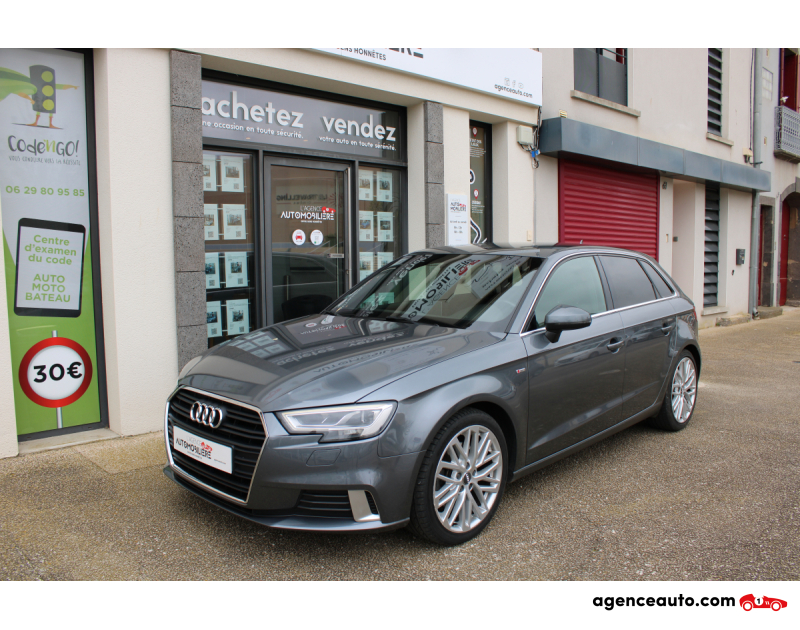 Achat voiture occasion, Auto occasion pas cher | Agence Auto Audi A3 SPORTBACK 2.0 TFSI 190 S-LINE (Entretien à jour, CarPlay, Virtual cockpit..) Gris Année 2016 Manuelle Essence