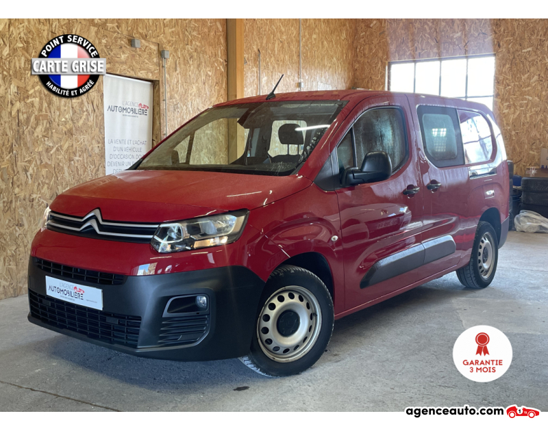 Achat voiture occasion, Auto occasion pas cher | Agence Auto Citroen Berlingo Van XL 1.5 BlueHDi 100 cv TVA RÉCUPÉRABLE Rouge Année 2019 Manuelle Diesel