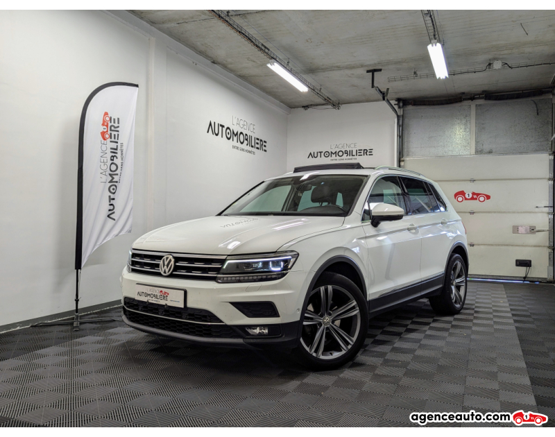 Achat voiture occasion, Auto occasion pas cher | Agence Auto Volkswagen Tiguan II 2.0 TDI 150 BLUEMOTION TECHNOLOGY CARAT DSG7 + TOIT OUVRANT Blanc Année 2018 Automatique Diesel