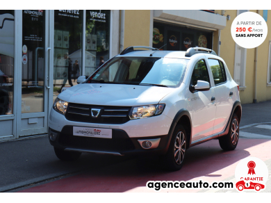 Achat voiture occasion, Auto occasion pas cher | Agence Auto Dacia Sandero II Stepway 0.9 TCe 90 Prestige BVM (GPS, BT, Suivi entretien) Blanc Année : 2014 Manuelle Essence